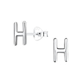Children's Sterling Silver 'Letter H' Stud Earrings