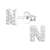 Children's Sterling Silver 'Letter N' Crystal Stud Earrings