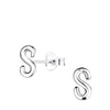 Children's Sterling Silver 'Letter S' Stud Earrings