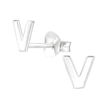 Children's Sterling Silver Letter E Stud Earrings
