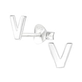 Children's Sterling Silver 'Letter V' Stud Earrings