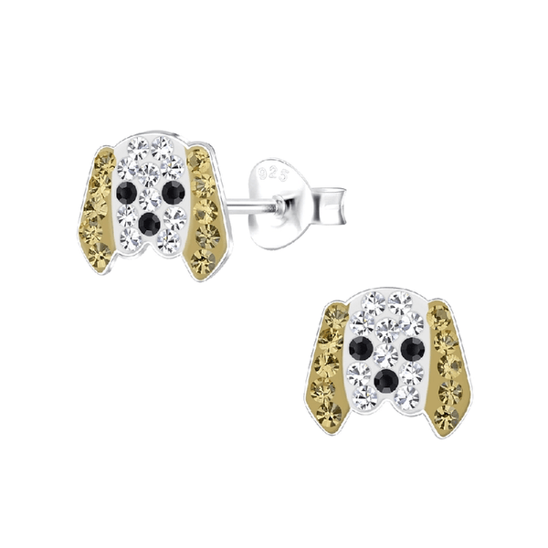 Children's Sterling Silver 'Crystal Dog Face' Stud Earrings