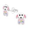 Children's Sterling Silver 'Pink Crystal Puppy Dog' Stud Earrings