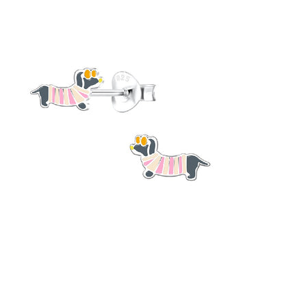 Children's Sterling Silver 'Red Sparkle Paw' Crystal Stud Earrings