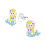 Children's Sterling Silver 'Beautiful Mermaid' Stud Earrings