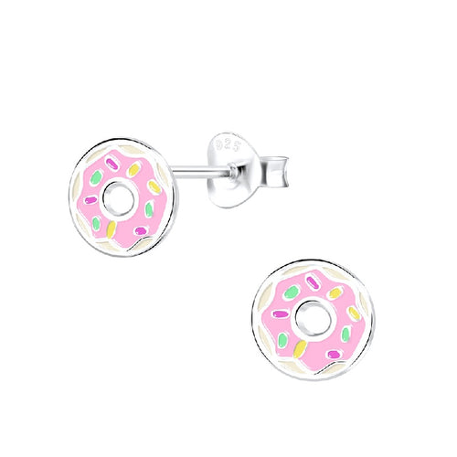 Children's Sterling Silver 'Colourful Doughnut' Stud Earrings