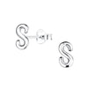 Children's Sterling Silver 'Letter S' Stud Earrings
