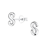 Children's Sterling Silver 'Letter S' Stud Earrings