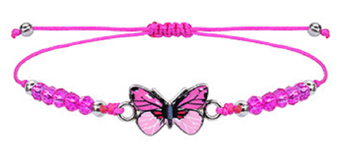 Children's Adjustable Pink Butterfly Wish Bracelet / Friendship Bracelet