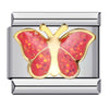 Stainless Steel 9mm Shiny 'Red Butterfly' Link for Italian Charm Bracelet