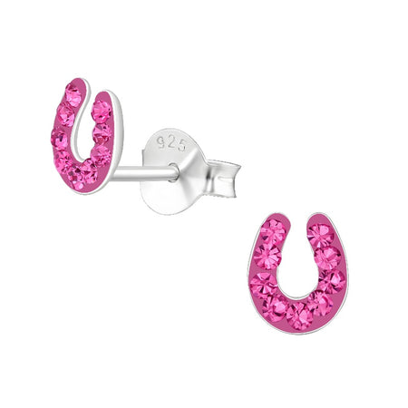 Children's Sterling Silver Blue Glitter Shell Stud Earrings