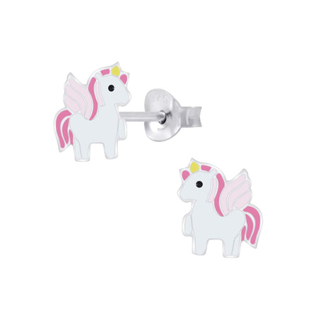 Children's Sterling Silver Rainbow Unicorn Stud Earrings