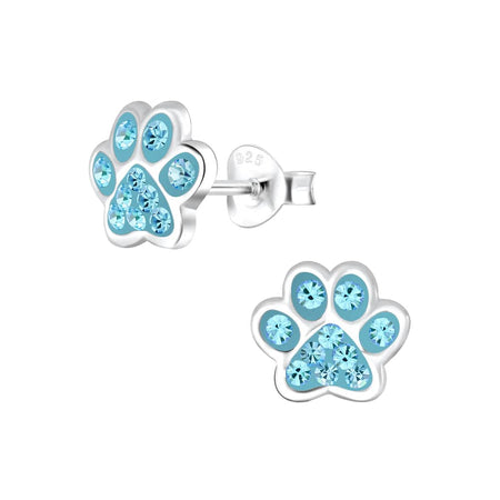 Children's Sterling Silver 'Pink Butterfly with Multi-Coloured Crystals' Stud Earrings