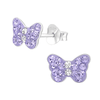 Children's Sterling Silver 'Purple Sparkle Butterfly' Crystal Stud Earrings