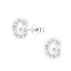 Children's Sterling Silver 'Letter G' Crystal Stud Earrings