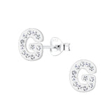Children's Sterling Silver 'Letter G' Crystal Stud Earrings