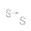 Children's Sterling Silver 'Letter S' Crystal Stud Earrings