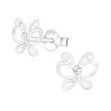 Sterling Silver Filigree Butterfly Crystal Stud Earrings