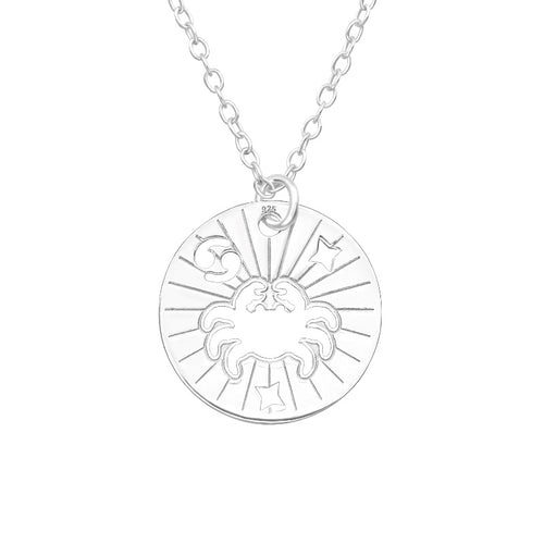 Children's Sterling Silver Zodiac Sign Pendant Necklace - Cancer (June 21- July 22)