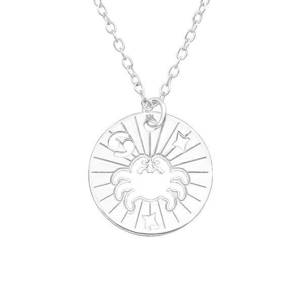 Children's Sterling Silver Zodiac Sign Pendant Necklace - Cancer (June 21- July 22)