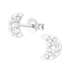 Children's Sterling Silver Crystal Moon Stud Earrings