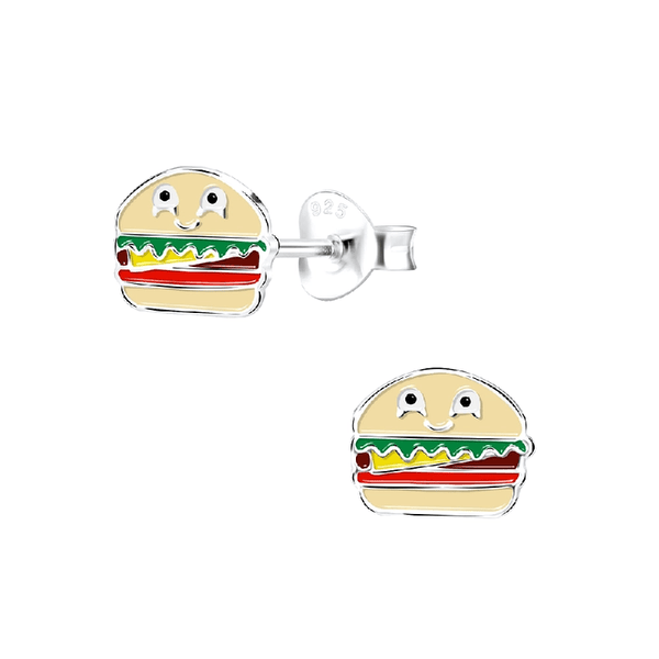 Children's Sterling Silver 'Hamburger' Stud Earrings