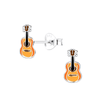 Children's Sterling Silver 'Orange Guitar' Stud Earrings