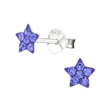 Children's Sterling Silver 'Tanzanite Purple Crystal Star' Stud Earrings