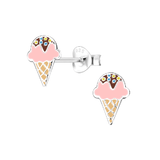 Children's Sterling Silver 'Pink Ice Cream' Stud Earrings
