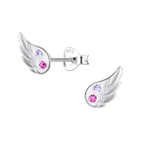 Children's Sterling Silver 'Angel Wing' Crystal Stud Earrings