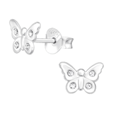 Children's Sterling Silver ' Butterfly with Crystal' Stud Earrings