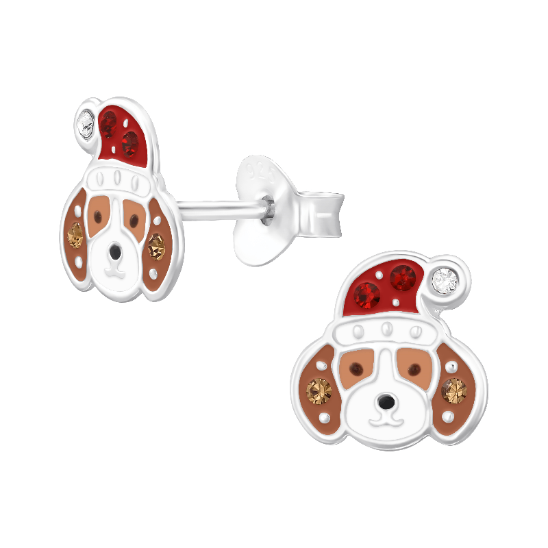 Children's Sterling Silver Christmas Dog Stud Earrings – Liberty