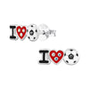 Children's Sterling Silver 'I Love Football' Crystal Stud Earrings