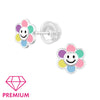 Children's Sterling Silver 'Smiling Flower' Stud Earrings
