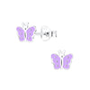 Children's Sterling Silver Purple Butterfly Stud Earrings