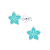 Children's Sterling Silver 'Blue Lotus Flower' Stud Earrings