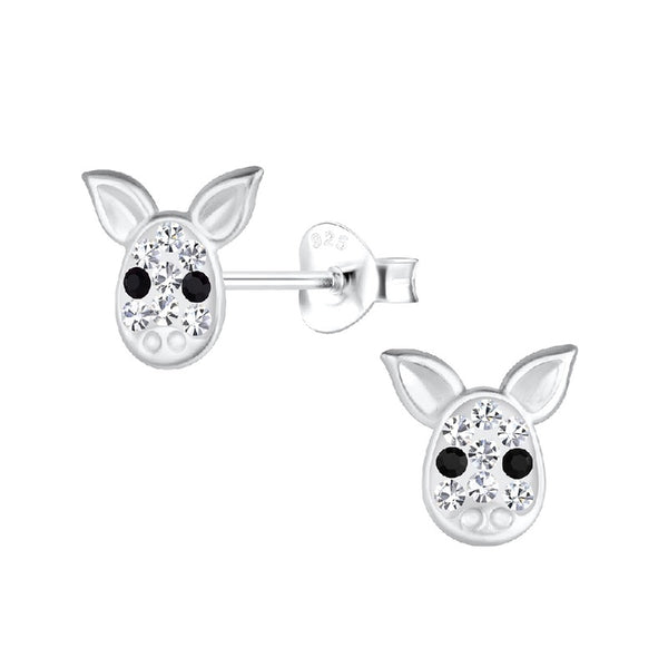 Children's Sterling Silver Crystal Pig Stud Earrings