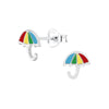 Children's Sterling Silver 'Colourful Umbrella' Stud Earrings