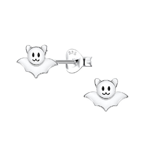 Children's Sterling Silver Halloween Bat Stud Earrings