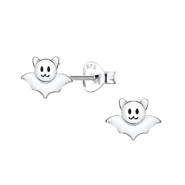 Children's Sterling Silver Halloween Bat Stud Earrings