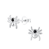 Children's Sterling Silver Halloween Spider with Crystal Stud Earrings