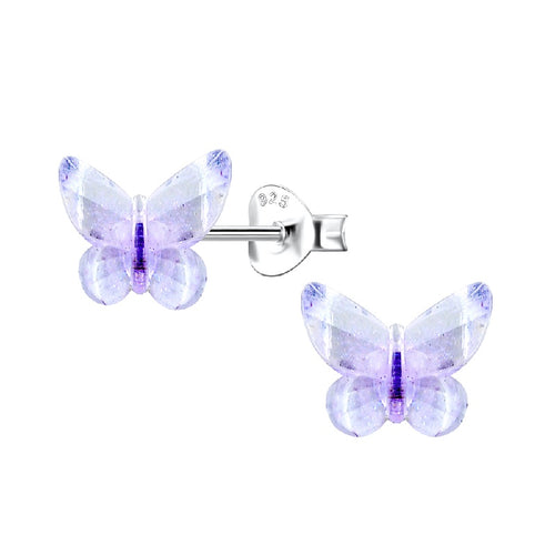 Children's Sterling Silver 'Purple Butterfly' Stud Earrings