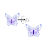 Children's Sterling Silver 'Purple Butterfly' Stud Earrings
