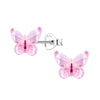 Children's Sterling Silver 'Pink Butterfly' Stud Earrings