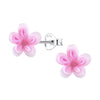 Sterling Silver 'Pink Flower' Stud Earrings for Teenagers