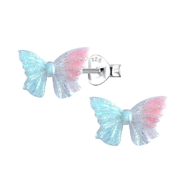Sterling Silver 'Glitter Bow' Stud Earrings for Teenagers