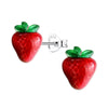 Sterling Silver Strawberry Stud Earrings for Teenagers