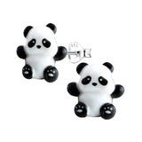 Sterling Silver Panda Stud Earrings for Teenagers
