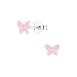 Children's Sterling Silver 'Pale Pink' Butterfly' Stud Earrings