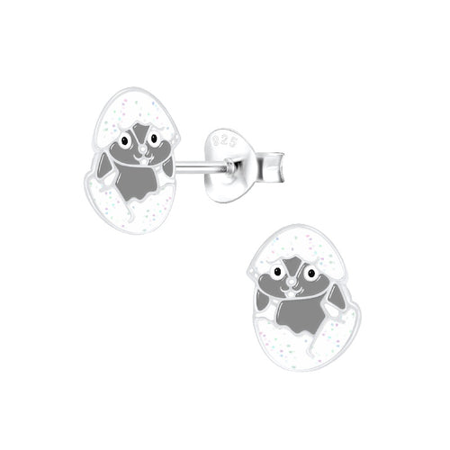 Children's Sterling Silver 'Hatching Easter Bunny Rabbit ' Stud Earrings